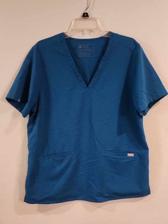 Figs Tops - Figs Teal Blue V-Neck Scrub Top